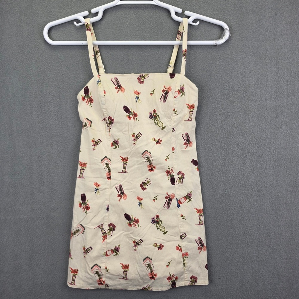 Abercrombie & Fitch Skort Dress Floral Mini XXS Cream Cotton Bra-Free Collection